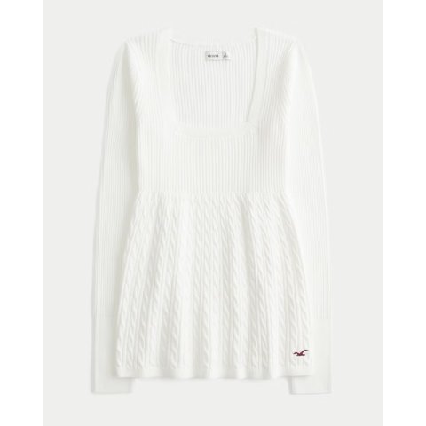 Square-Neck 长袖娃娃裙