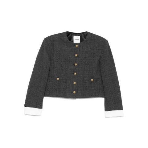 SandroCheck-Print Cropped Jacket