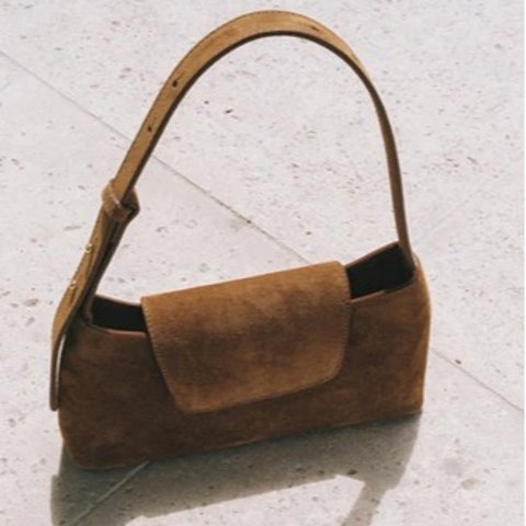 麂皮棕色单肩包