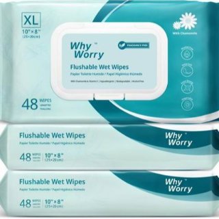 WhyWorry 含洋甘菊维生素E 可冲散湿厕巾3大包无香$22.48