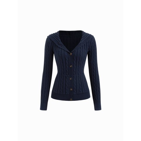 Cable Knit 连帽长袖开衫