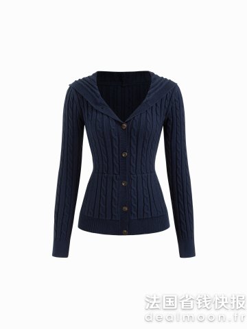 Cable Knit 连帽长袖开衫