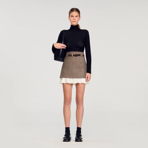 SandroMini Skirt with Frill and Belt
