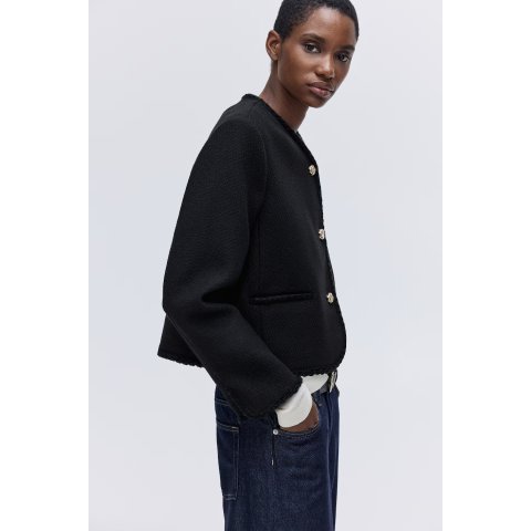 H&M女士羊羔绒夹克 黑色