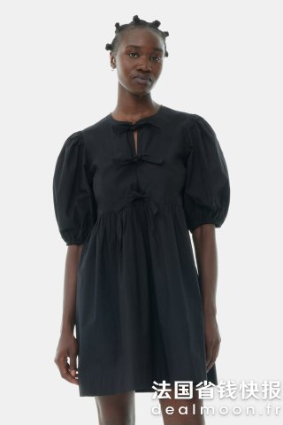 Ganni系带小黑裙