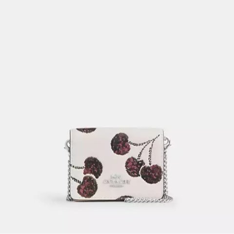 CoachMini Wallet On Chain Cherry Print