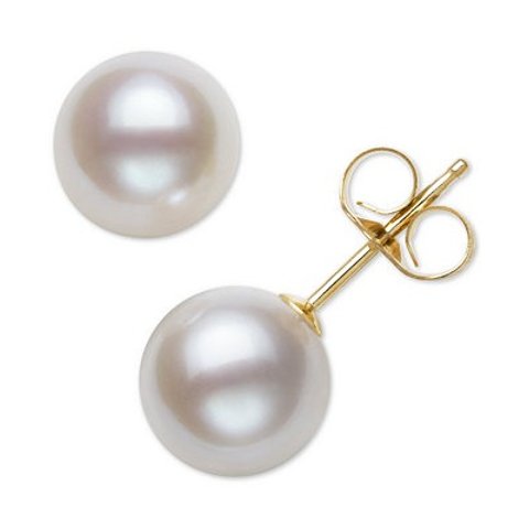 Cultured Freshwater Pearl Stud Earrings (7mm) in 14k Gold