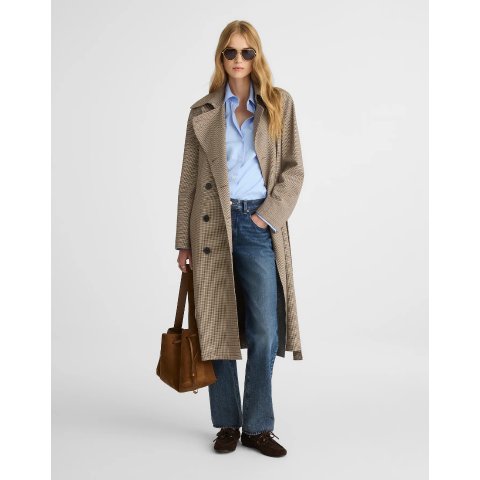 MadewellPlaid Double-Breasted Trench Coat