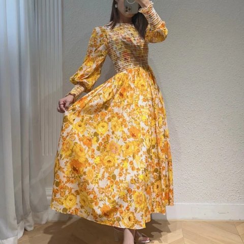 ZimmermannShirred 花卉棉质长裙