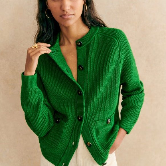 绿色针织开衫