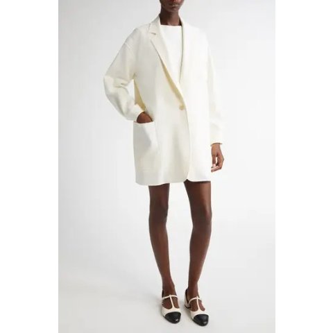 Max MaraOversize Single Breasted Stretch Wool Canvas Blazer