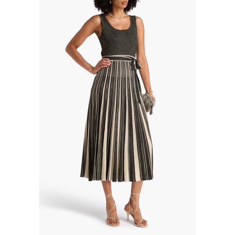 Zimmermann条纹金属感中长连衣裙