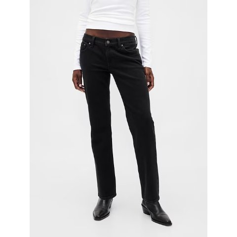 低腰90年代修身直筒牛仔裤