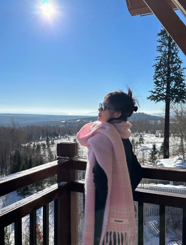 JACQUEMUS 羊驼毛混纺围巾 淡紫色