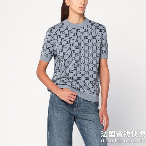 GucciGucci GG图案灰黑毛衣