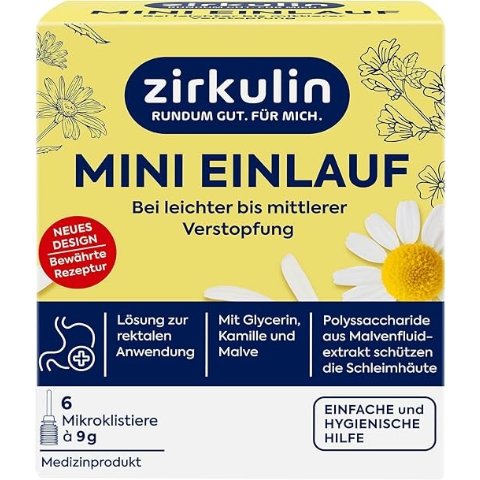 zirkulin缓解便秘Zirkulin Mini-Einlauf 甘油洋甘菊 6支装