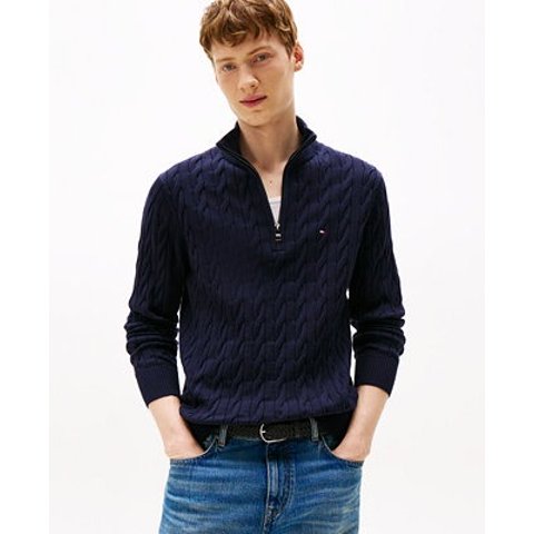 Tommy HilfigerMen s Long-Sleeve Cable Knit Quarter-Zip Sweater - Macy s