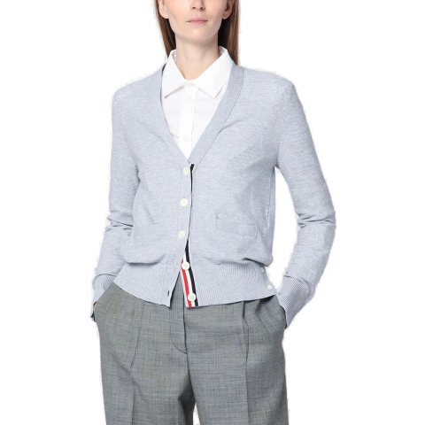 Thom BrowneV-Neck Long-Sleeve Cardigan