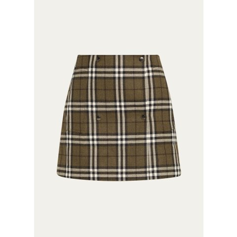 BurberryCheck Double-Breasted Mini Skirt