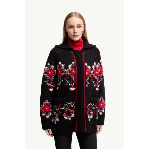 MonclerEmbroidered Wool Blend Cardigan