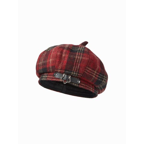 TARTAN BERET 格纹双扣帽