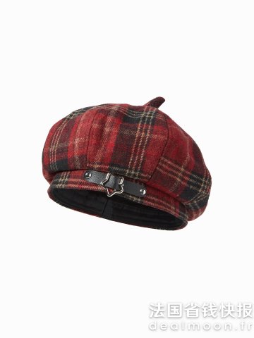 TARTAN BERET 格纹双扣帽