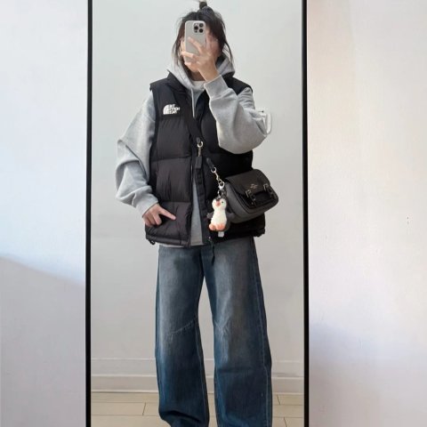 The North Face大童款性价比极高@小静Nuptse 1996款青少年羽绒马甲