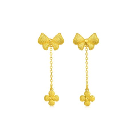 Chow Sang SangTaffy 999.9 Gold Bow Tie Earrings