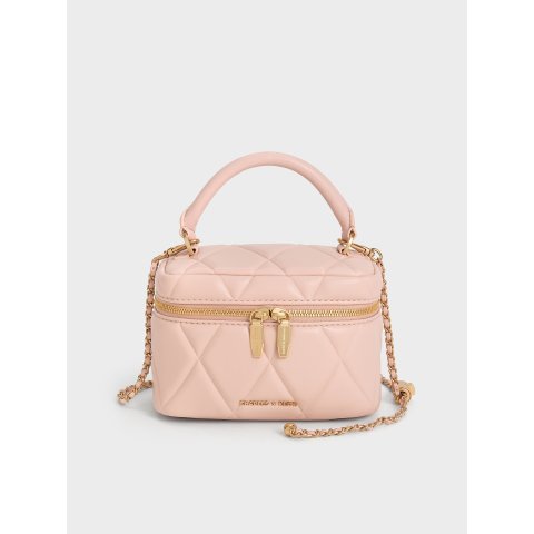 Charles & KeithArwen Quilted Top Handle Bag Light Pink