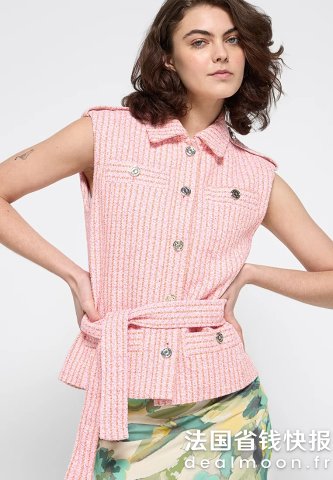 Maje粉色无袖夹克