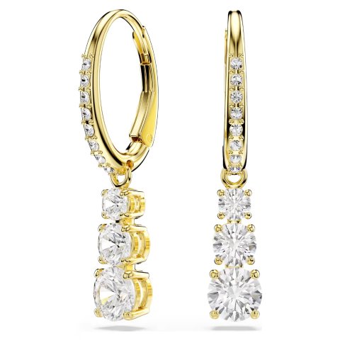 SwarovskiStilla Hoop Earrings Round Cut White Gold-tone