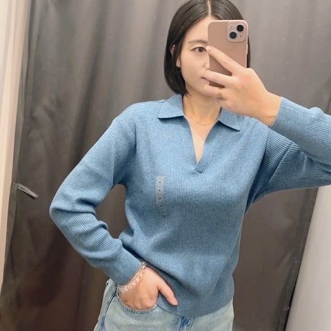 针织女款翻领衫 