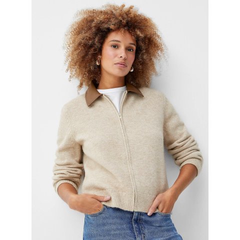 Leather 拉链开衫 翻领款