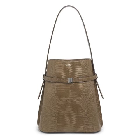 TotemeBelted Lizard-Embossed Bucket Bag