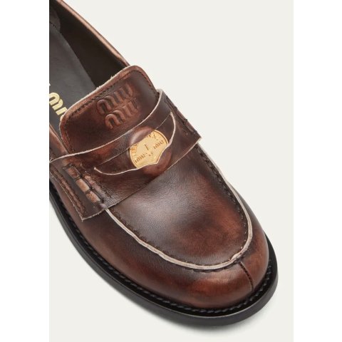 Miu MiuGet $300 Gift Card,Spend$2000 Get $600 Gift CardLeather Penny Loafers