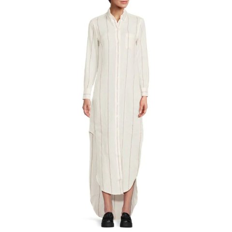 Thom BrowneStriped Linen Maxi Shirtdress