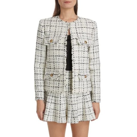 Alice + OliviaDumont Windowpane Tweed Jacket