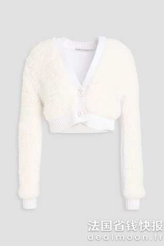 Alice + Olivia 针织拼接短款人造毛开衫