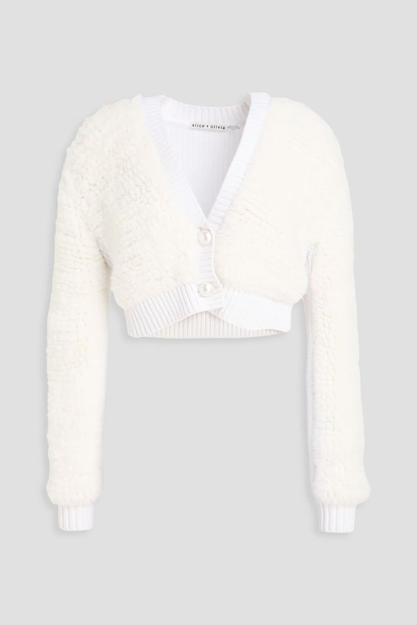 Alice + Olivia 针织拼接短款人造毛开衫