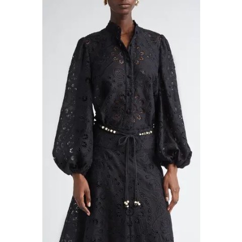 ZimmermannRhiannon Cotton Shirt with Guipure Lace Trim
