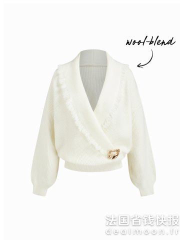 Wool 羊毛混纺流苏金属装饰宽松上衣