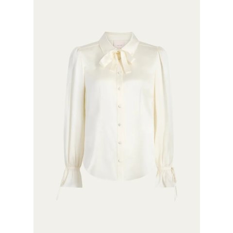 Cinq A SeptTroyer Long-Sleeve Silk Blouse