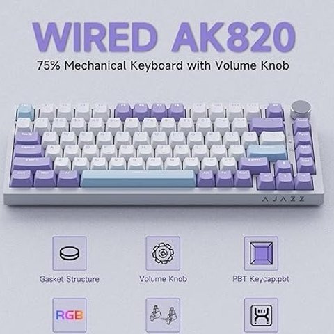 Ajazz AK820 75% 机械键盘 Gasket结构＋热插拔