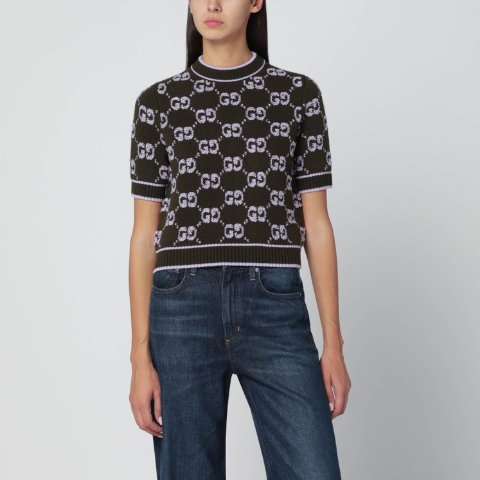 GucciGucci GG提花毛圈针织衫 军绿