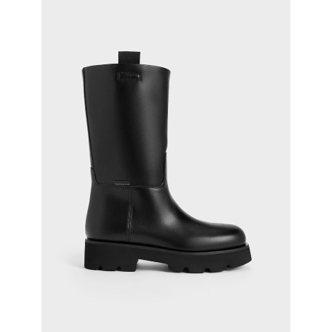 Charles & KeithDouble Pull-Tab Calf Boots Black