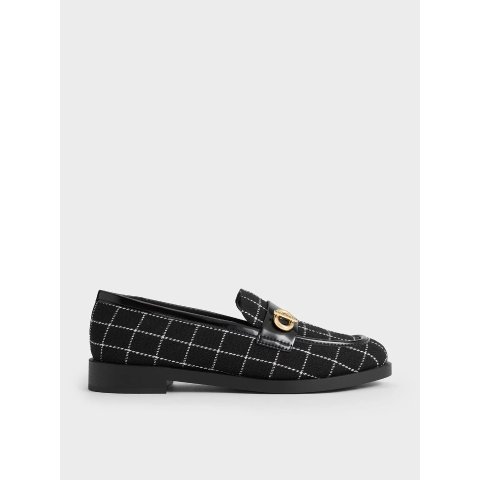 Charles & KeithMarley Tweed Metallic Loafers Black