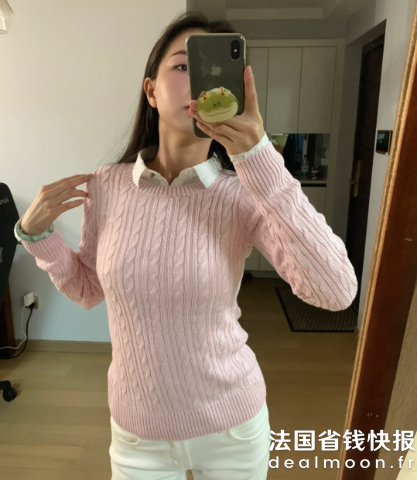 Hollister粉色小码补货 @鸭梨Icon 针织圆领毛衣