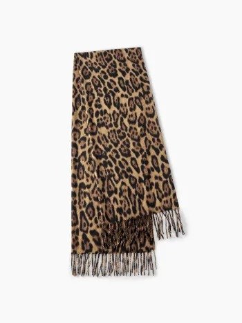 Cider 豹纹流苏围巾