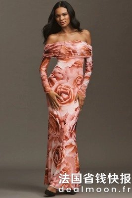 AFRM 露肩长袖针织长裙