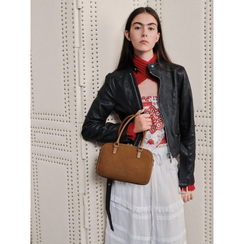 Charles & KeithSianna Recycled Suede Bowling Bag Sienna Brown